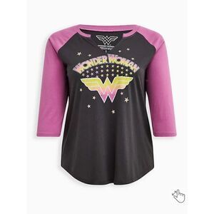 Torrid Wonder Woman Split Neck Raglan Tee (sz 0)